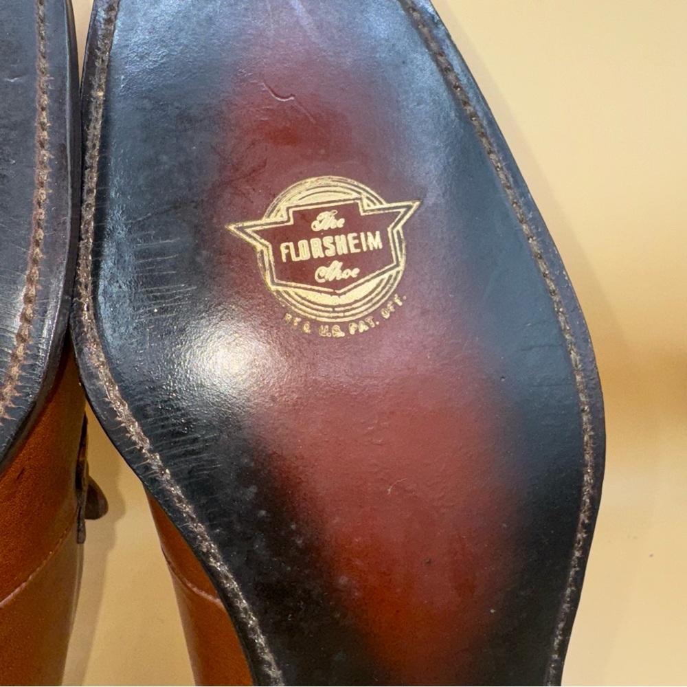 Florsheim Caramel Brown Leather Bicycle Toe Slip-on luxury loafers Men’s 10, VTG - Picture 13 of 13